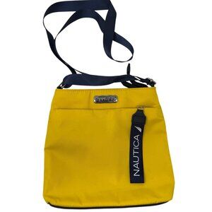 Nautica Bright Yellow Blue Crossbody Purse Bag Zipper Closure